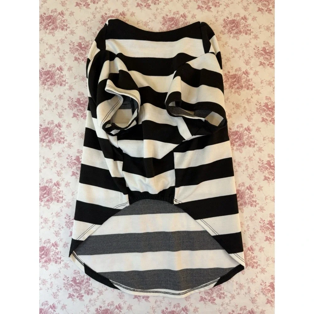 Pet-Itentiary Prisoner Dog Costume Shirt Black White Striped Large